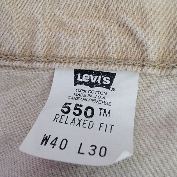 Levi's 550 Jeans Size 39x30 Tan Relaxed Fit Vintage Made in USA 100% Cotton - Picture 9 of 12